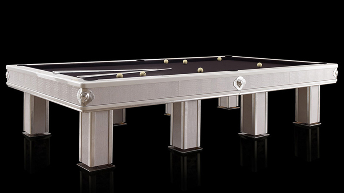 Tavolo biliardo moderno Bellagio con rifiniture in pelle