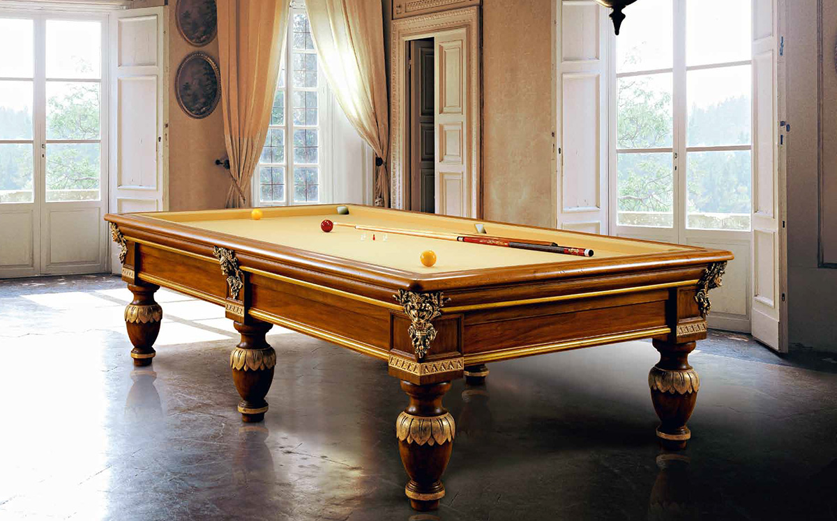 Tavolo biliardo tradizionale Gaggiolo con magnifiche decorazioni oro